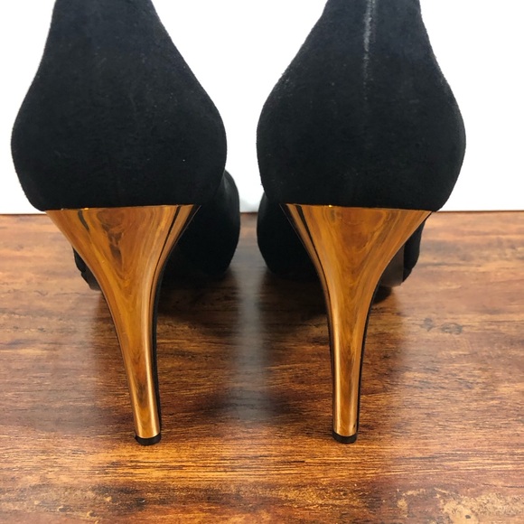 Russell & Bromley Black Suede Heels Open Toe Womens Size US 6 EU 37 UK 4 Italy - Picture 3 of 11